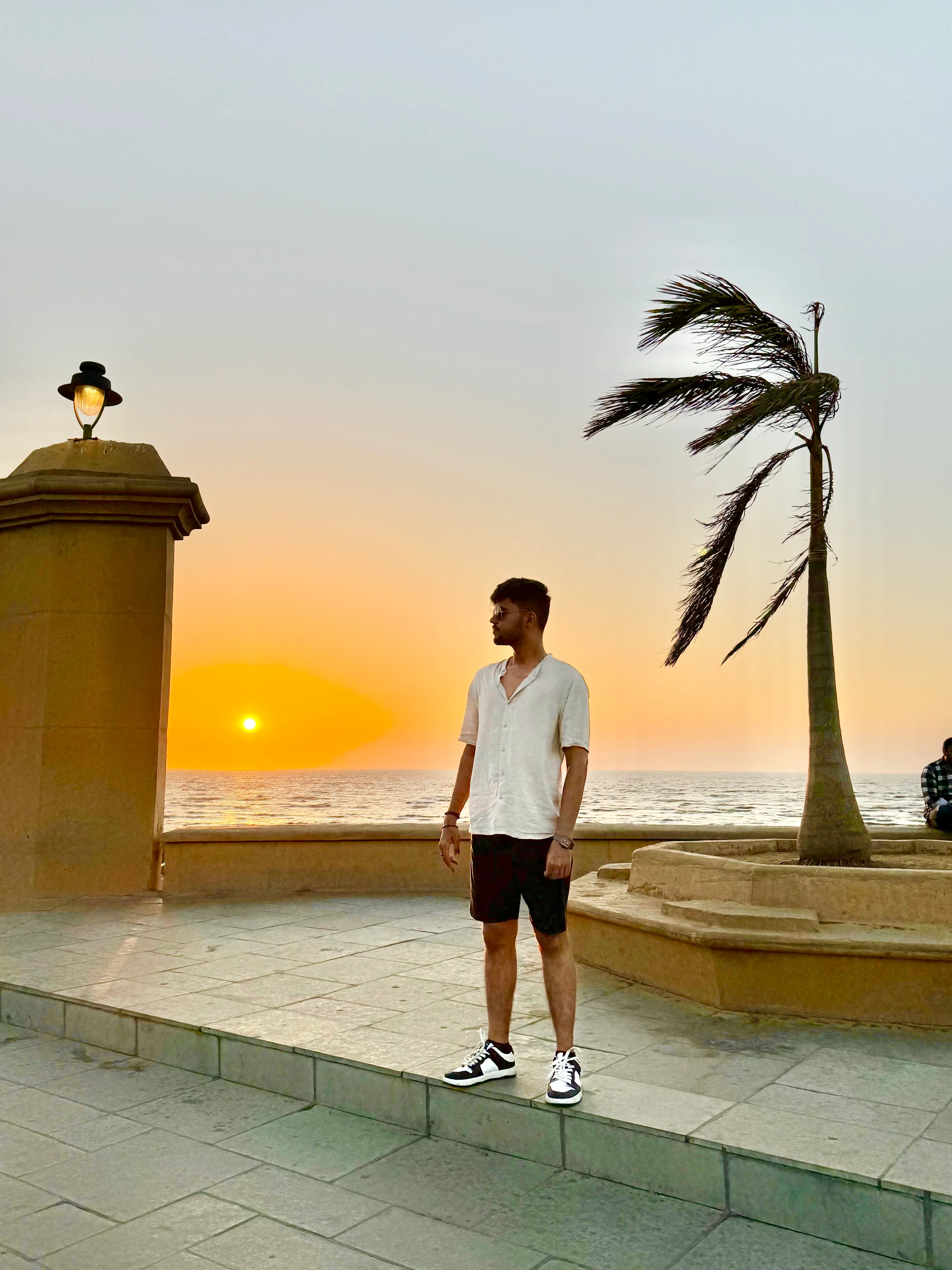 Aditya at sunset by the sea