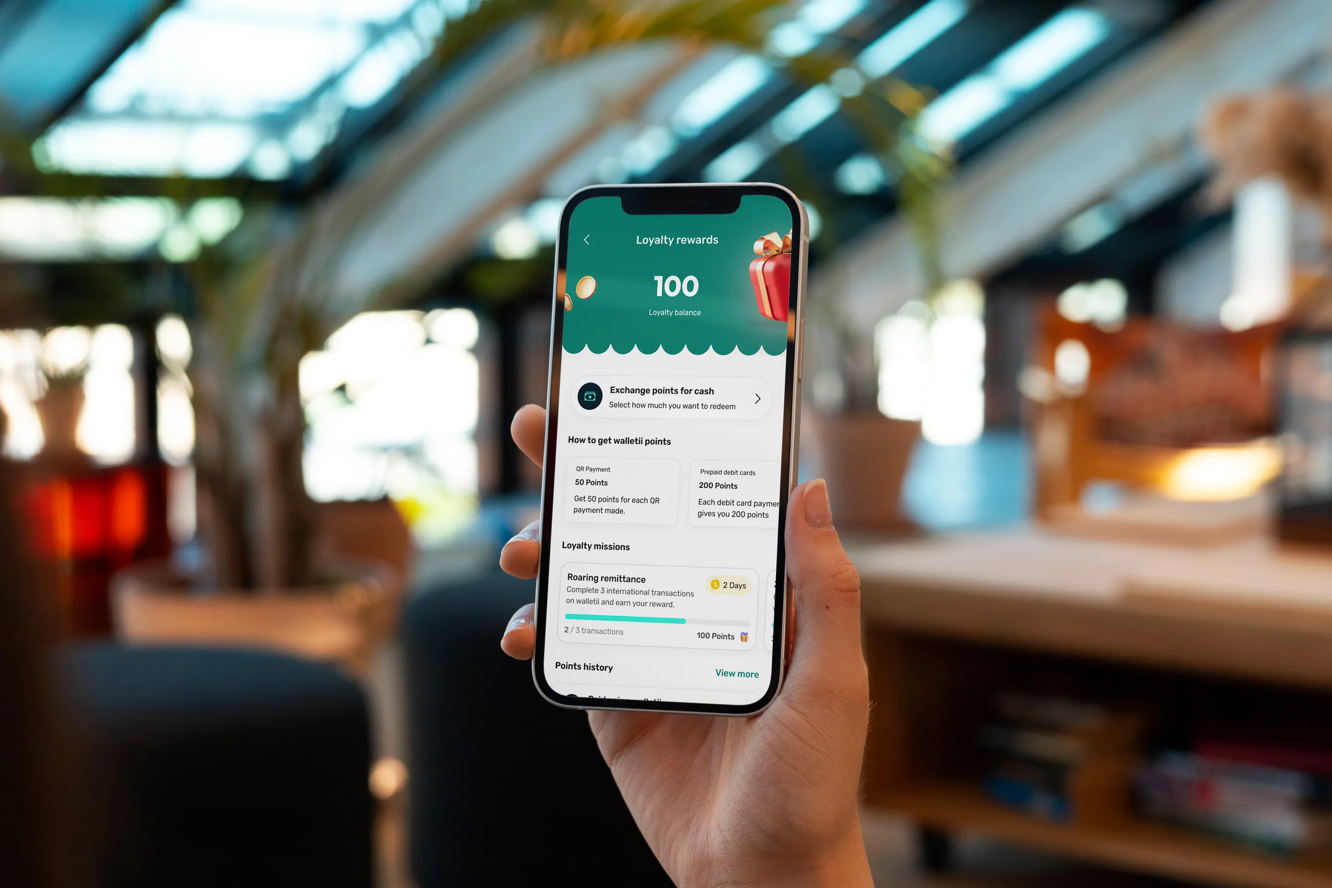 Loyalty rewards screen on a phone